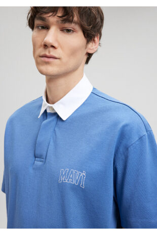 تیشرت یقه پولو آبی مردانه ماوی | 612049