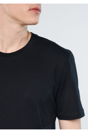تی شرت سیاه فاق نرمال آستین استاندارد مردانه ماوی | 610251