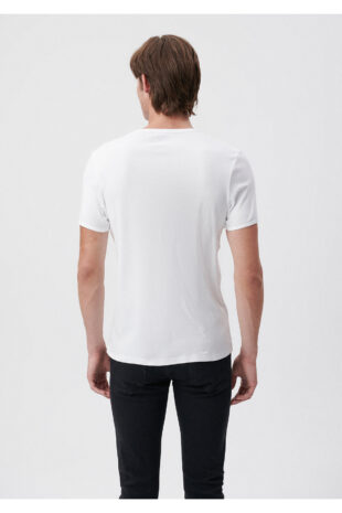 تی شرت سفید فاق نرمال آستین استاندارد مردانه ماوی | 063747-620