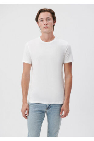تی شرت سفید فاق نرمال آستین استاندارد مردانه ماوی | 065574-620