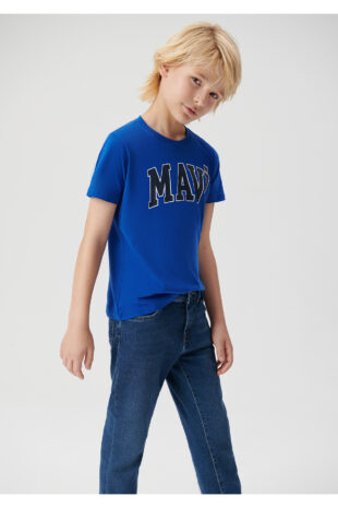 تی شرت آبی فاق نرمال آستین کوتاه پسرانه ماوی | 6610030