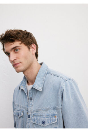 پیراهن متالیک مردانه ماوی | 210845