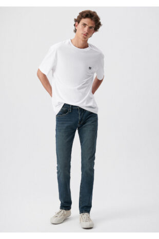 شلوار آبی فاق نرمال مردانه ماوی | 422