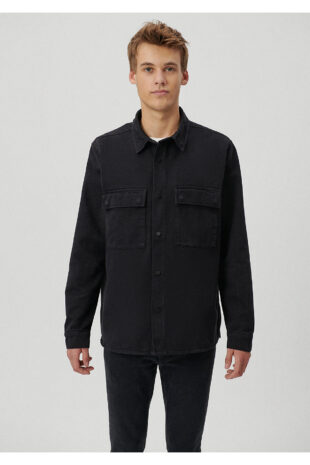 پیراهن سیاه آستین استاندارد مردانه ماوی | 210774