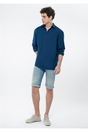 شلوارک آبی فاق نرمال مردانه ماوی | 416028720