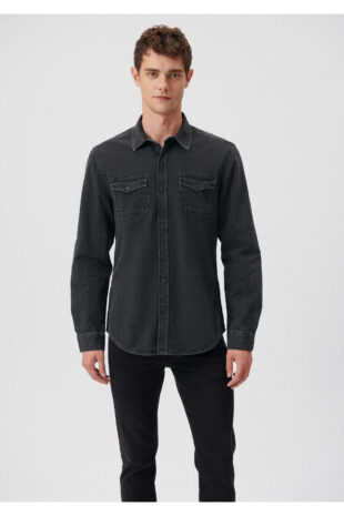 پیراهن خاکستری آستین استاندارد مردانه ماوی | 2957