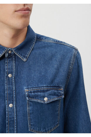 پیراهن آبی آستین استاندارد مردانه ماوی | 2957