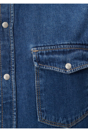 پیراهن آبی آستین استاندارد مردانه ماوی | 2957