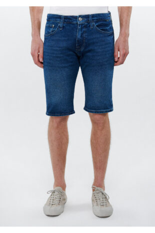 شلوارک آبی فاق نرمال مردانه ماوی | 4284