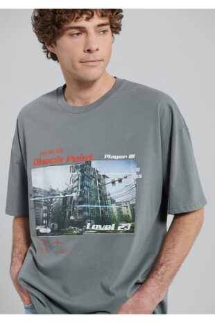 تی شرت خاکستری فاق نرمال آستین استاندارد مردانه ماوی | 611966