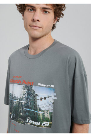 تی شرت خاکستری فاق نرمال آستین استاندارد مردانه ماوی | 611966