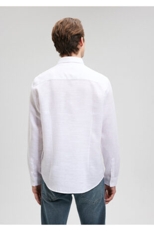 پیراهن سفید آستین استاندارد مردانه ماوی | 020579-25705