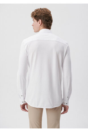 پیراهن سفید آستین استاندارد مردانه ماوی | 021638-620