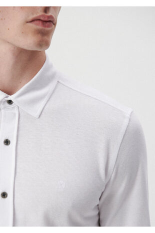 پیراهن سفید آستین استاندارد مردانه ماوی | 021638-620