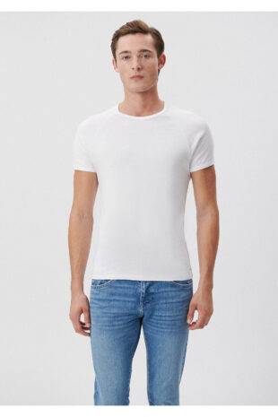 تی شرت سفید فاق نرمال آستین استاندارد مردانه ماوی | 6605622