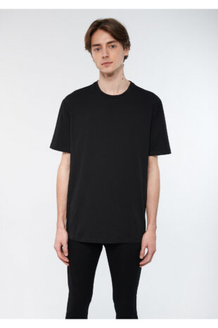 تی شرت سیاه فاق نرمال آستین استاندارد مردانه ماوی | 610136
