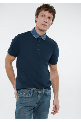 تیشرت یقه پولو سفید آستین استاندارد مردانه ماوی | 062685-28417