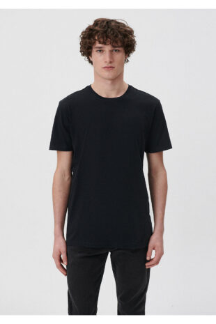 تی شرت سیاه فاق نرمال آستین استاندارد مردانه ماوی | 066901-900