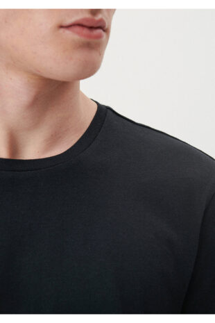 تی شرت سیاه فاق نرمال آستین استاندارد مردانه ماوی | 066901-900