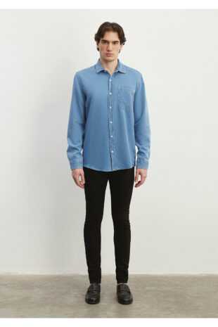 پیراهن آبی مردانه ماوی | 210940