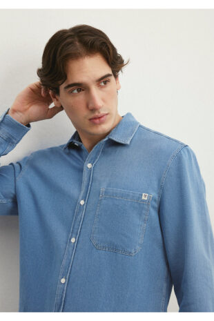 پیراهن آبی مردانه ماوی | 210940