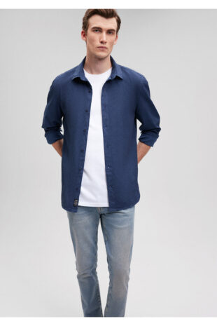 پیراهن آبی مردانه ماوی | 211016