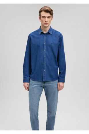 پیراهن آبی مردانه ماوی | 211045