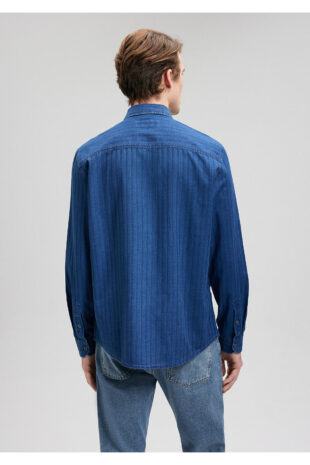 پیراهن آبی مردانه ماوی | 211045