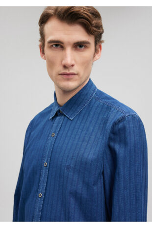 پیراهن آبی مردانه ماوی | 211045