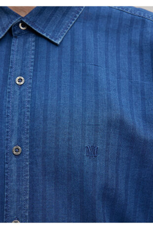 پیراهن آبی مردانه ماوی | 211045