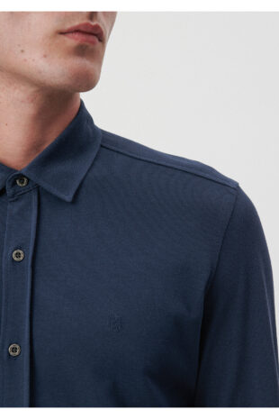 پیراهن آبی آستین استاندارد مردانه ماوی | 21638