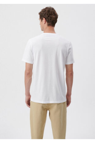 تی شرت سفید فاق نرمال آستین استاندارد مردانه ماوی | 611039