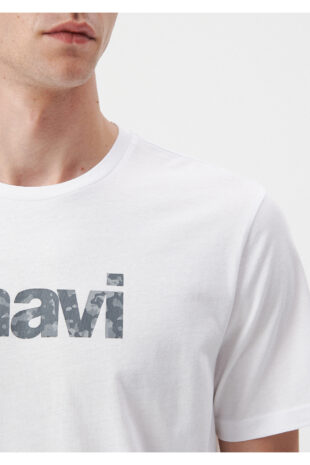 تی شرت سفید فاق نرمال آستین استاندارد مردانه ماوی | 611039