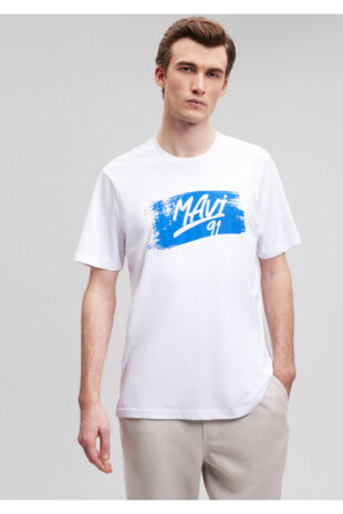 تی شرت سفید فاق نرمال مردانه ماوی | 612003