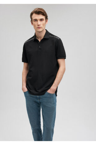 تیشرت یقه پولو سیاه آستین استاندارد مردانه ماوی | 611536