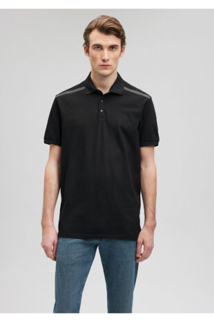 تیشرت یقه پولو سیاه آستین استاندارد مردانه ماوی | 611536