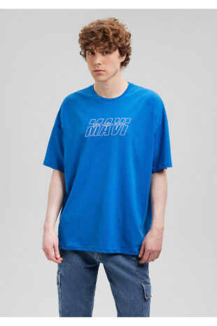تی شرت آبی فاق نرمال آستین استاندارد مردانه ماوی | 611827