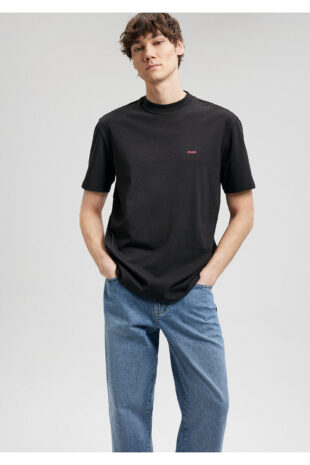 تی شرت سیاه فاق نرمال مردانه ماوی | 612216