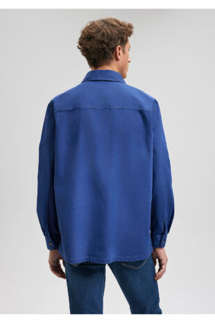پیراهن آبی آستین استاندارد مردانه ماوی | 211035
