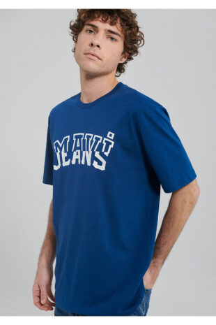 تی شرت آبی فاق نرمال آستین استاندارد مردانه ماوی | 612008