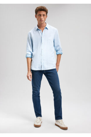 پیراهن آبی آستین استاندارد مردانه ماوی | TYCJN2RU3N170676607311081
