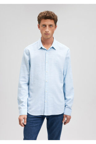 پیراهن آبی آستین استاندارد مردانه ماوی | TYCJN2RU3N170676607311081