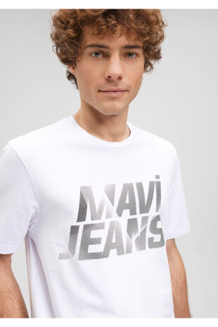 تی شرت سفید فاق نرمال آستین استاندارد مردانه ماوی | 610260