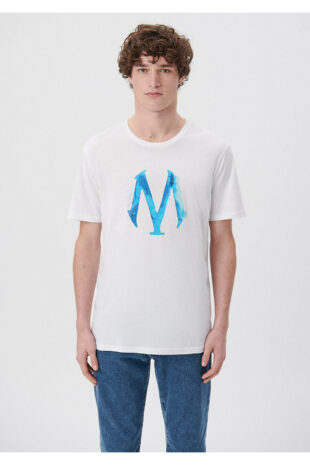 تی شرت سفید فاق نرمال آستین استاندارد مردانه ماوی | 611025