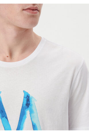 تی شرت سفید فاق نرمال آستین استاندارد مردانه ماوی | 611025