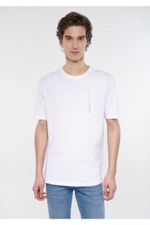 تی شرت سفید فاق نرمال آستین استاندارد مردانه ماوی | 611313