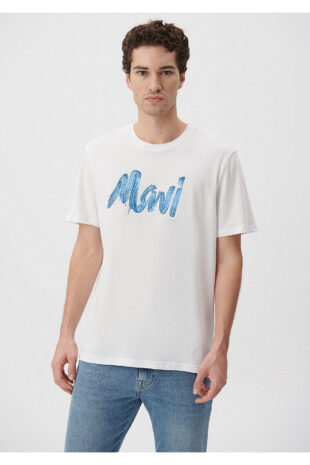 تی شرت سفید فاق نرمال آستین استاندارد مردانه ماوی | 611321