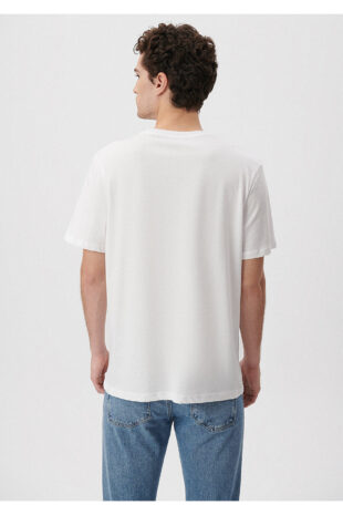 تی شرت سفید فاق نرمال آستین استاندارد مردانه ماوی | 611321