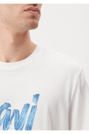 تی شرت سفید فاق نرمال آستین استاندارد مردانه ماوی | 611321