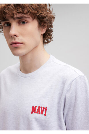 تی شرت خاکستری فاق نرمال آستین استاندارد مردانه ماوی | 611714